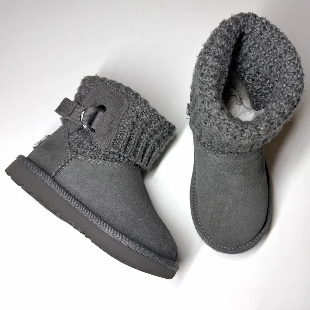 UGG Australia Kids Classic Solene Mini Boots Gray Size- 9